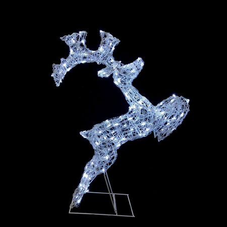 Renna che salta luminosa in filo di cristallo per uso interno ed esterno h80 cm