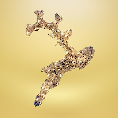 Renna che salta luminosa in filo di cristallo per uso interno ed esterno h80 cm