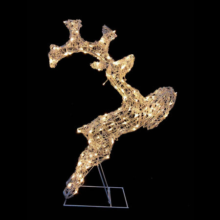 Renna che salta luminosa in filo di cristallo per uso interno ed esterno h80 cm