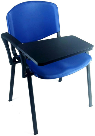 Sedia in plastica su gambe fisse per sala attesa con bracciolo e tavoletta