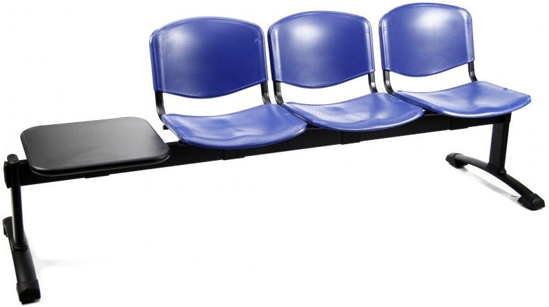 Panca con sedute fisse in plastica per sala d'attesa