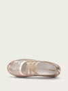 Frau Donna Ballerina in pelle laminata laserata