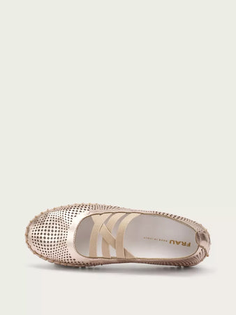 Frau Donna Ballerina in pelle laminata laserata