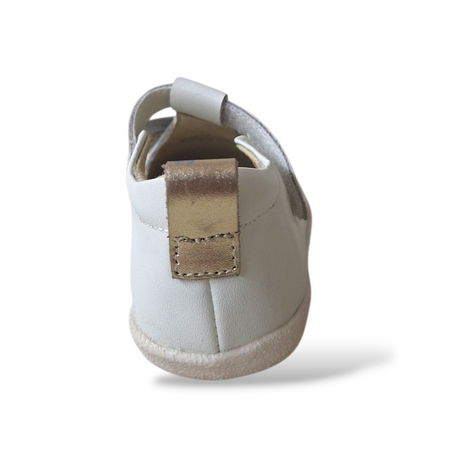 Ballerine Barefoot Bambina Gioseppo Makindu | Pelle Bianco Argento Platino Velcro Eleganti Primi Passi