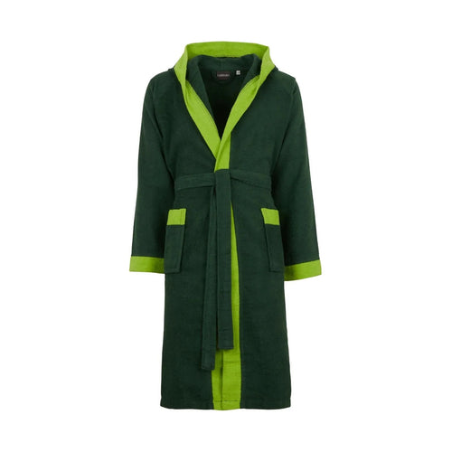 Accappatoio Voyage L/XL Carrara in microspugna di cotone 280 gr/mq, profili a contrasto, con cappuccio e tasche, in custodia trasparente richiudibile.