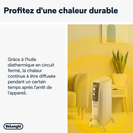 Radiatore a bagno d'olio Dragon4 DELONGHI - 1500W - 3 stadi di riscaldamento - Tecnologia Real Energy - Effetto camino