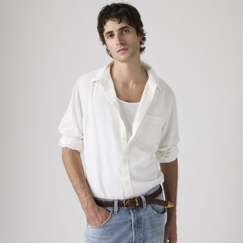 Camicia uomo Levi's Sunset Standard Fit con taschino in lino e viscosa ECOVERO bianca