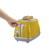 DELONGHI ICONA CAPITALS Tostapane 2 fette - 900W - Tostapane 3 funzioni - Scaldapasta incluso - Giallo