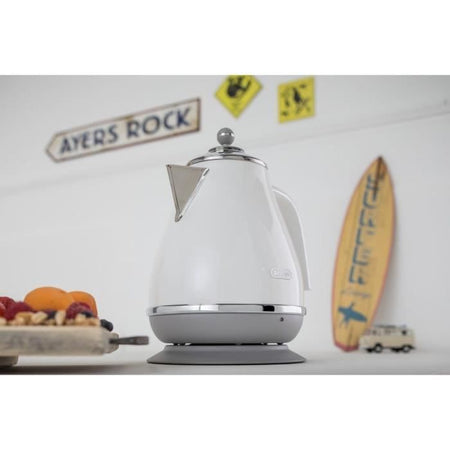 Bollitore DELONGHI ICONA CAPITALS - 1,7 L - Acciaio inox - Base rimovibile e girevole a 360 - Filtro anticalcare - Bianco