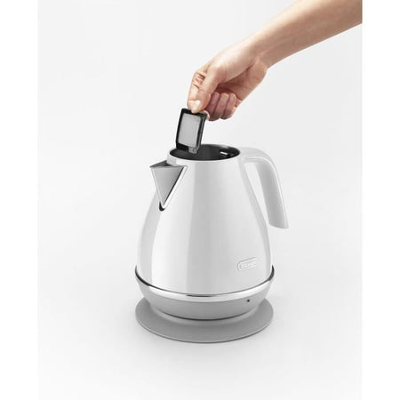 Bollitore DELONGHI ICONA CAPITALS - 1,7 L - Acciaio inox - Base rimovibile e girevole a 360 - Filtro anticalcare - Bianco
