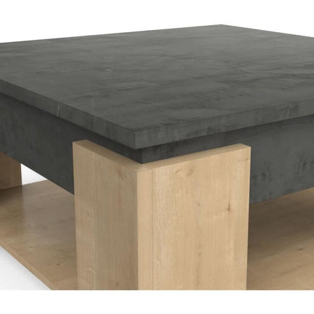 Tavolino quadrato AUSTIN - decoro rovere Hamilton e Sidewalk - L 80 x P 80 x H 37,2 cm - DEMEYERE