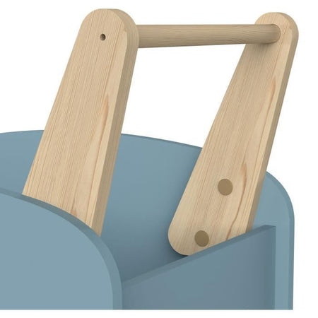 Carrello portaoggetti su ruote - FIRMIANA - Stile scandinavo - Blu tempesta e legno naturale - 49,8 x 35 x 52,5 cm - DEMEYERE