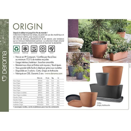 Fioriera - DEROMA - Origin - 18 L - Grigio