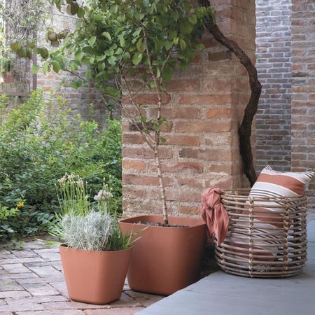 Vaso quadrato per fiori - DEROMA - Origin - 12 L - Terracotta