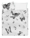 Completo letto lenzuola double face stampa digitale in cotone made in italy FARFALLE BIANCO-NERO/BIANCO