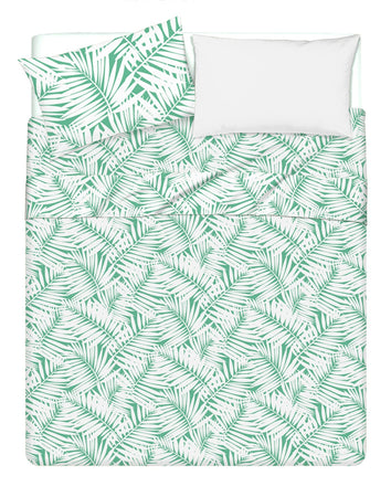 Completo letto lenzuola federe bifaccia double face stampa digitale in cotone made in italy  FELCI/BIANCO