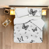 Set Copripiumino federe bifaccia Doubleface parure Copripiumino Stampa Digitale Cotone Made in Italy FARFALLE BIANCO-NERO/BIANCO