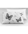 Set 2 federe coppia di federe bifaccia doubleface stampa digitale cotone Made in Italy FARFALLE BIANCO-NERO/BIANCO