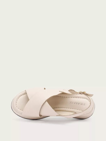 Frau Donna Sandali con plateau in pelle