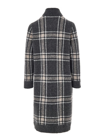 Gran Sasso Cappotto in Boucle Jacquard in Grigio con Maxi Zip da donna