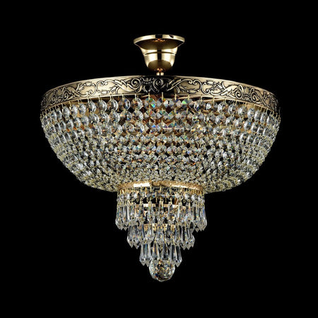 Plafoniera Contemporanea Palace Metallo Oro Antico 5 Luci