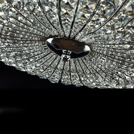 Plafoniera Contemporanea Broche Metallo Nichel 6 Luci Con Cristalli