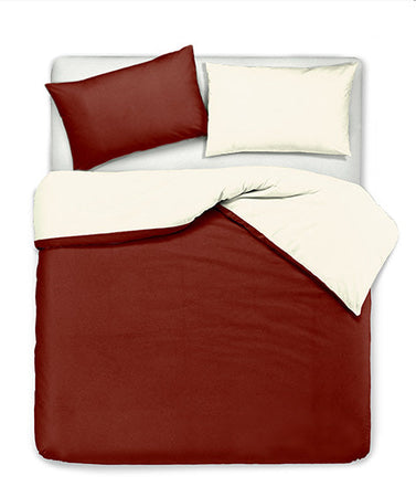 Set copripiumino federe letto bicolor double face parure copripiumino in cotone made in Italy NATURALE/BORDEAUX