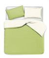 Set copripiumino federe letto bicolor double face parure copripiumino in cotone made in Italy NATURALE/VERDE MELA