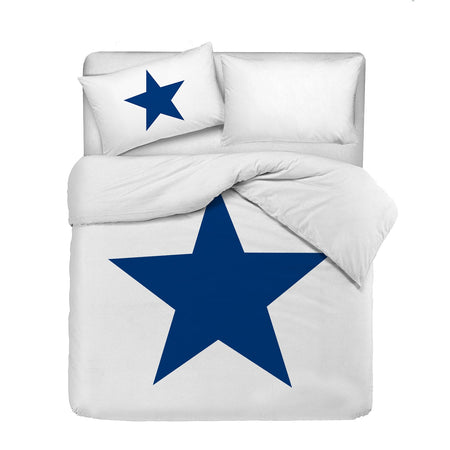 Set copripiumino federe letto 100% cotone stampa digitale STELLA BLU/BIANCO