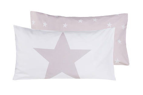 Set copripiumino federe letto 100% cotone stampa digitale STELLA ROSA/STELLINE