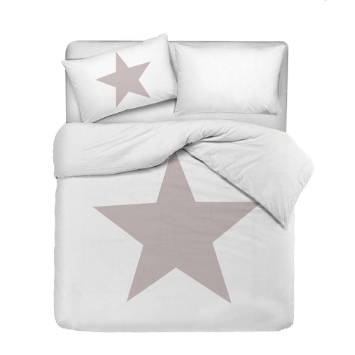 Set copripiumino federe letto 100% cotone stampa digitale STELLA ROSA/BIANCO