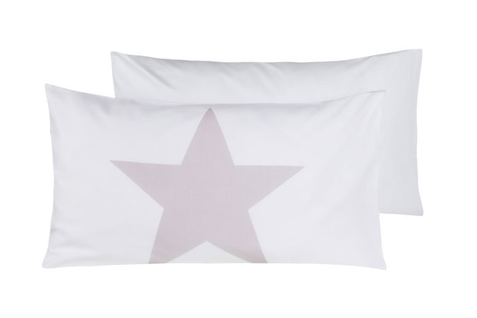 Set copripiumino federe letto 100% cotone stampa digitale STELLA ROSA/BIANCO