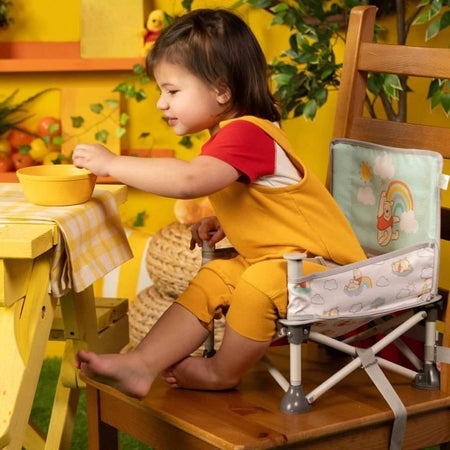 DISNEY BABY rialzo per sedia Winnie the Pooh, rialzo per sedia Pop 'n Sit, da interno, da esterno, pratico e compatto, pieghevole velocemente,