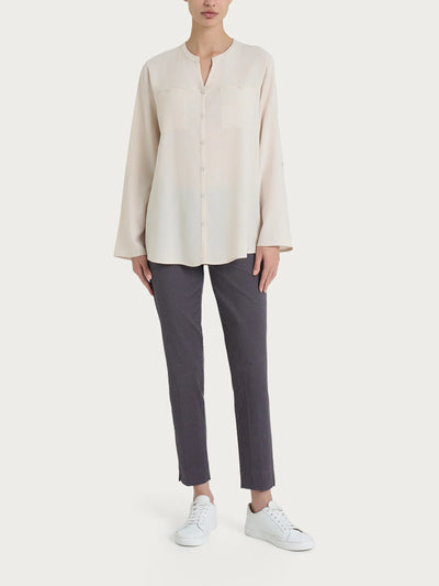 Ragno Camicia con collo alla coreana in EcoSeta DM64SI 2504S38