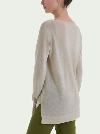 Ragno Maglia con scollo a V e manica lunga in Crêpe Lurex DN05M2 2504S38