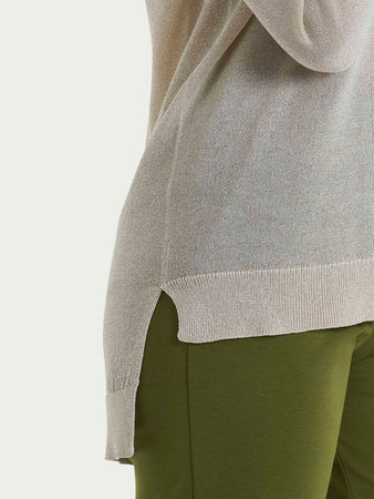 Ragno Maglia con scollo a V e manica lunga in Crêpe Lurex DN05M2 2504S38