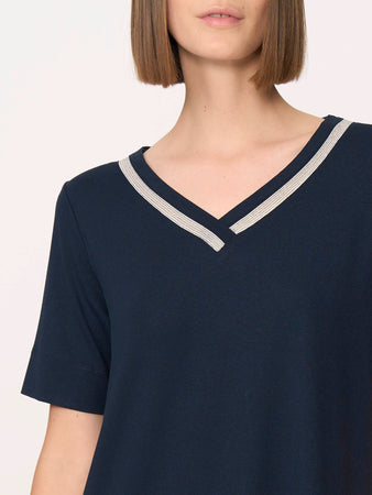 Ragno T-shirt elegante con Scollo a V in jersey di viscosa crêpe DN21T8 S38