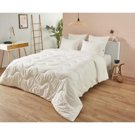 Piumino 220x240 cm DODO CHAMPS DE LIN - Caldo - 450G/m - Piumino per 2 persone - Morbido e Caldo - Antiacaro Antibatterico - Bianco