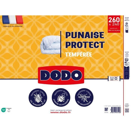 Piumino temperato DODO 240x260 cm - 2 persone - Protezione anti-insetti e antiacaro - 300G/m - Bianco - Prodotto in Francia