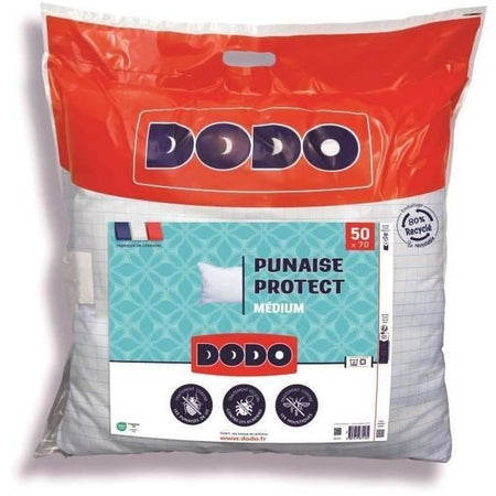DODO cuscino medio 50x70 cm - Protezione anti-insetti e antiacaro - 550 gr - Bianco - Prodotto in Francia