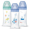 DODIE Set di 3 Biberon Sensation+ Anti-Colica 330ml +6 Mesi, Tettarella Piatta, Flusso 3 - Blu Mare e Verde Aria