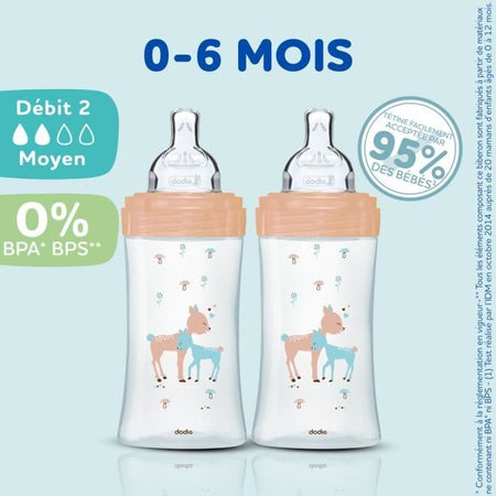 Set di 3 dodie anti -color biberons sensazione+ - vetro - 270ml - 0-6 mesi - ciuccio piatto - deposito 2