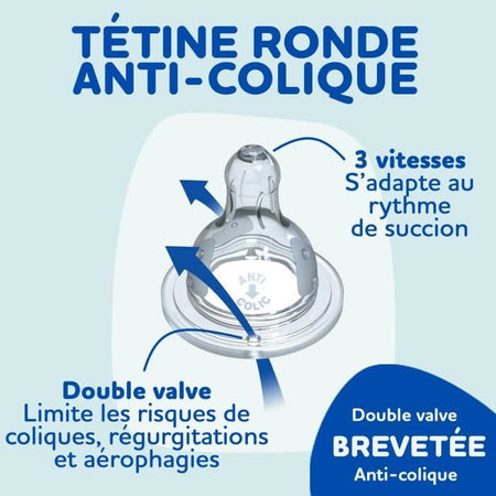 DODIE Set di 4 biberon con tettarella anticolica rotonda (2x150 ml e 2x270 ml), + un ciuccio per il parto