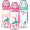 Set 3 biberon anticoliche - DODIE - Anti-coliche - Tettarelle rotonde - 330 ml - +6 mesi - 3 velocità - Portata 3 - Rosa e verde