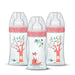 Set 3 biberon - DODIE - EB20 - 270 ml - Tettarella piatta - Rosa