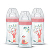 Set 3 biberon - DODIE - EB20 - 270 ml - Tettarella piatta - Rosa