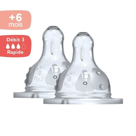 DODIE Initiation Teat + Supernova round 3 speed - wide neck - +6 months - flow silicone 3 - set of 2