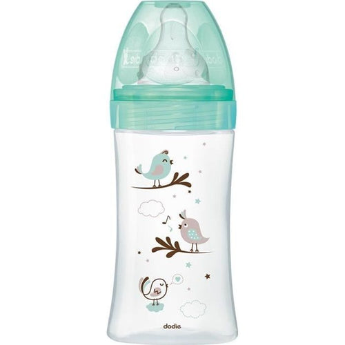 DODIE Iniziazione bottiglia anti-colica + VETRO 3 velocità flusso 2 - 270 ml - UCCELLI VERT