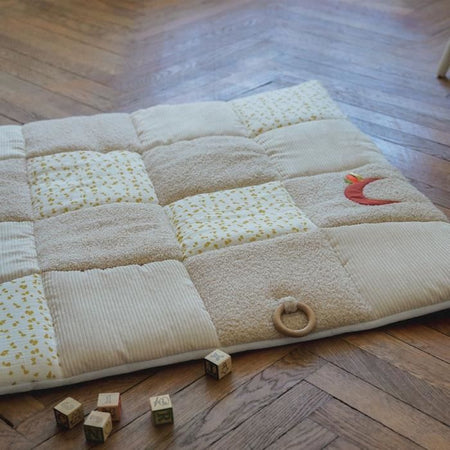 Tappeto gioco - DOMIVA - Honey Moon - Patchwork - Anello in legno e luna decorativa