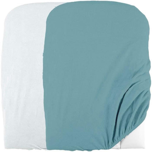 Domiva Set 2 fodere per fasciatoio - 50 x 75 cm - Spugna in policotone - Bianco/Nilo